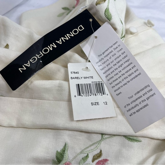 Donna Morgan Embroidered Button and zipper Maxi Linen Dress Size 12 NWT - Picture 5 of 5